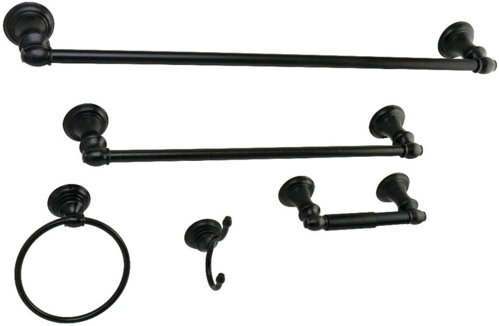 5 Piece Bathroom Accessory Set Oil Rubbed Bronze Brown Metal Finish Rust Resistant - Diamond Home USA