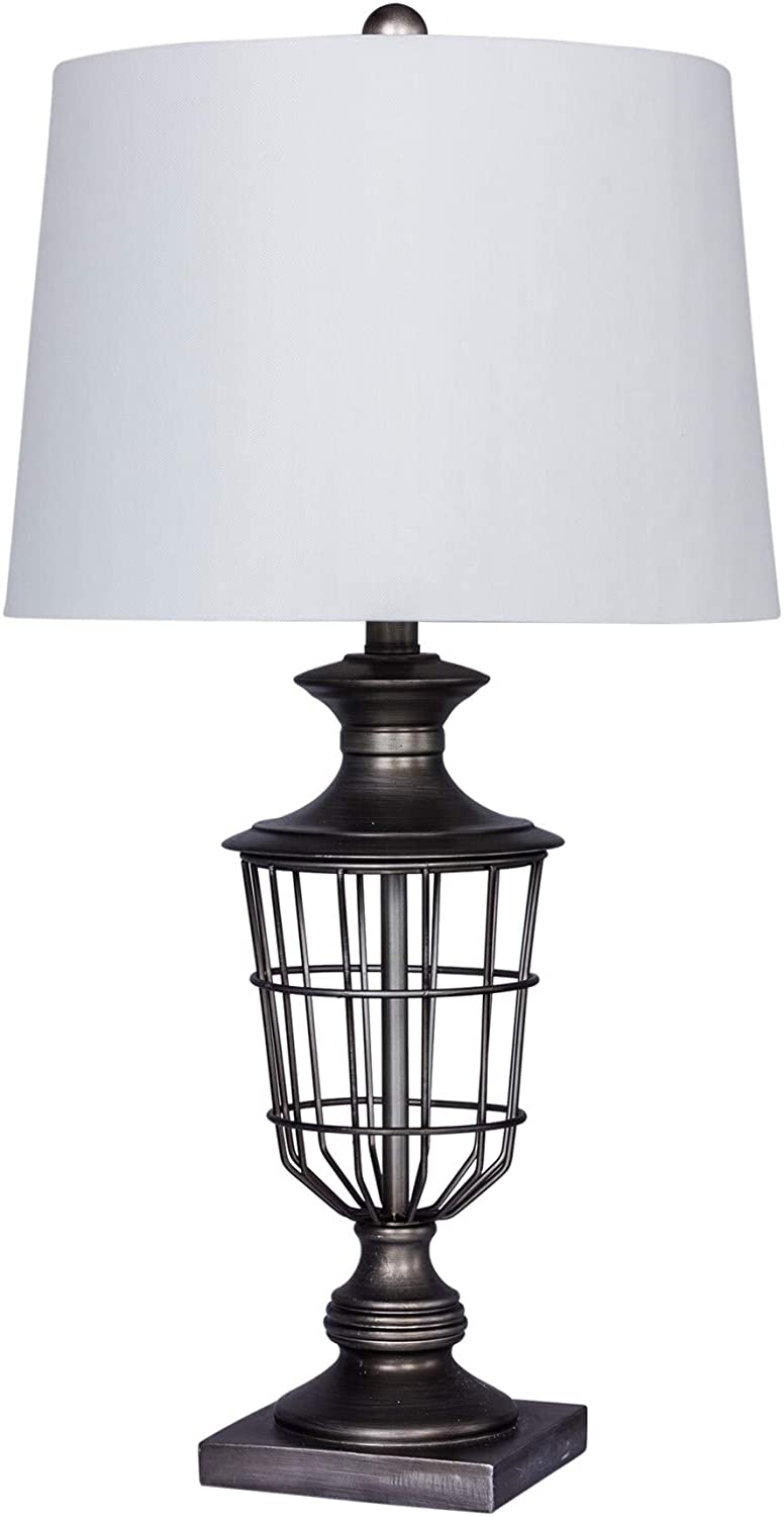 Lighting's 28 Antique Silver Metal Cage Urn Table Lamp