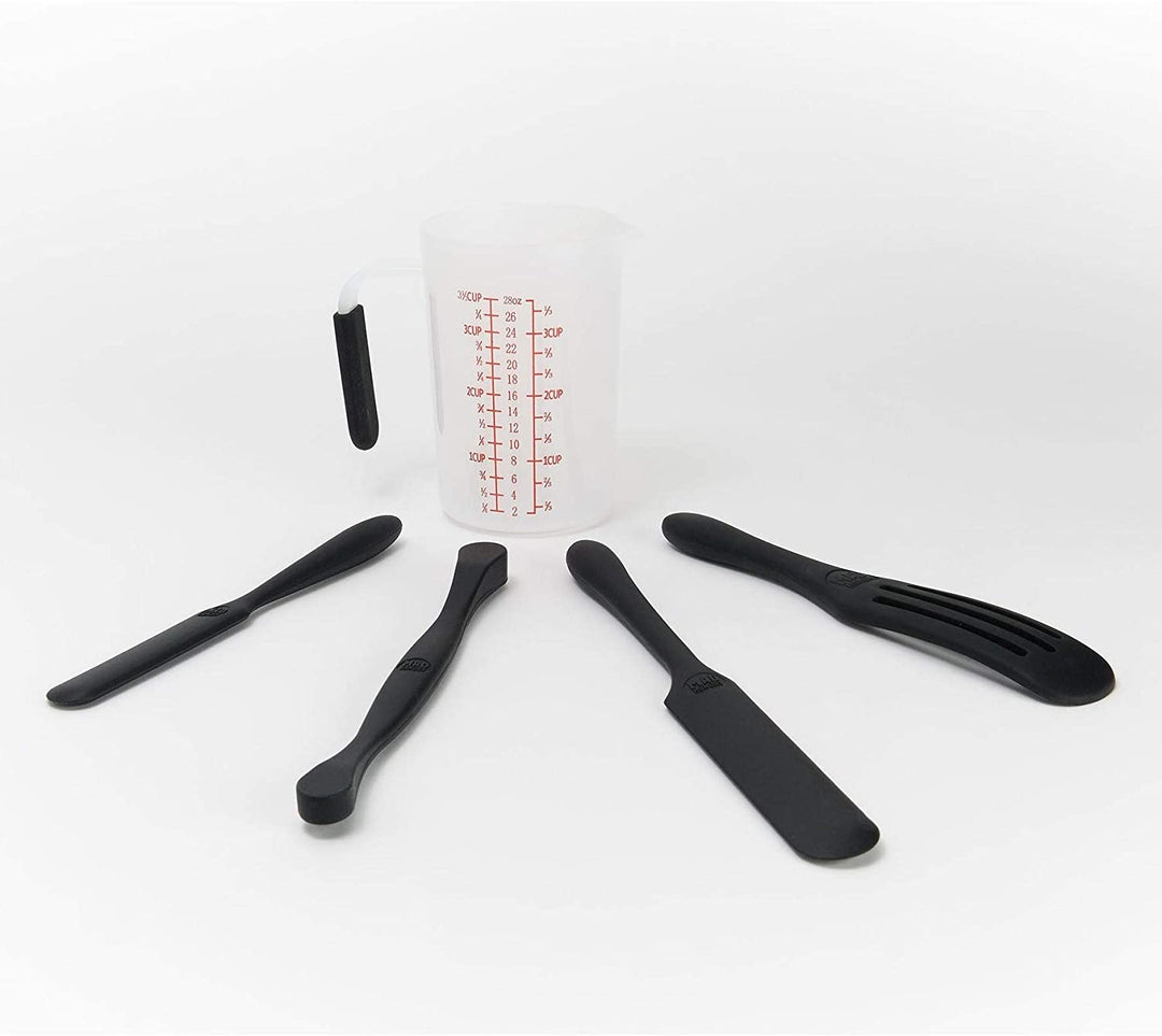 4 pc Silicone Baking Prep Set W/Measuring Cup Model Black