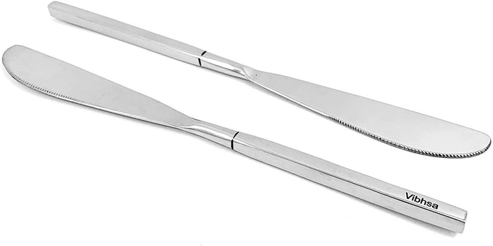Stainless Steel Dinner Knife Set 6 Silver Modern