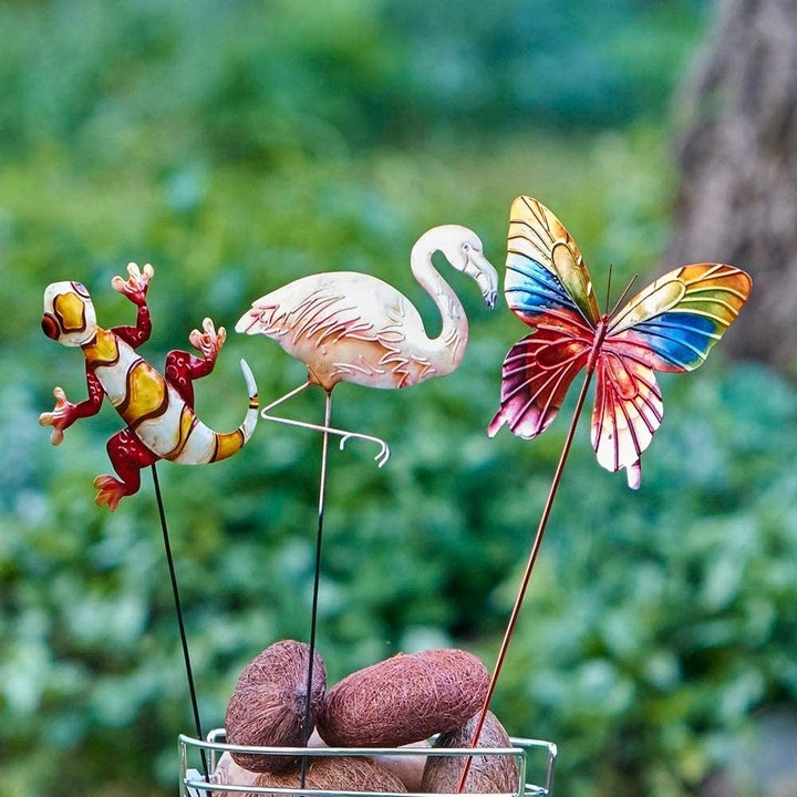 Handmade Gecko Garden Decoration Cream Red Modern Contemporary Traditional Metal - Diamond Home USA