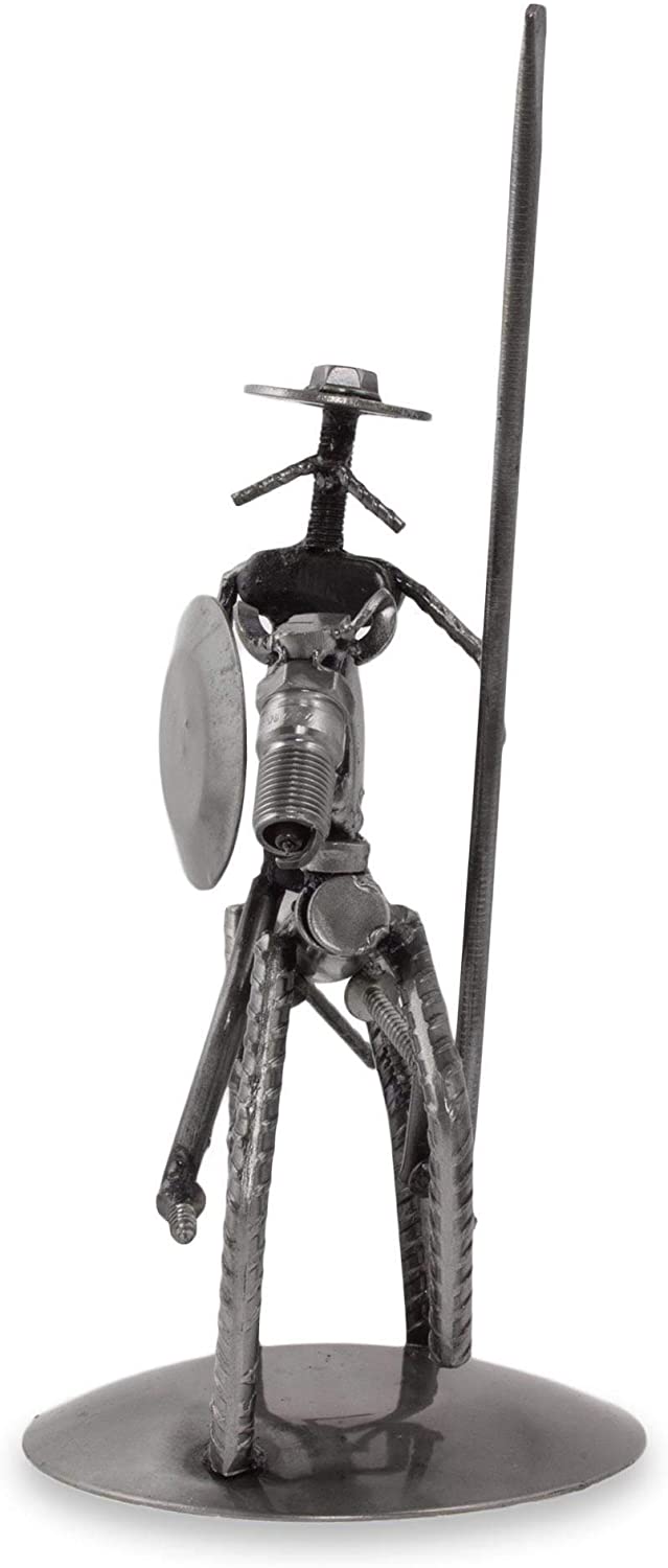 Handmade Recycled Auto Parts ' Quixote' Sculpture (Mexico) Grey Fine Art Metal - Diamond Home USA