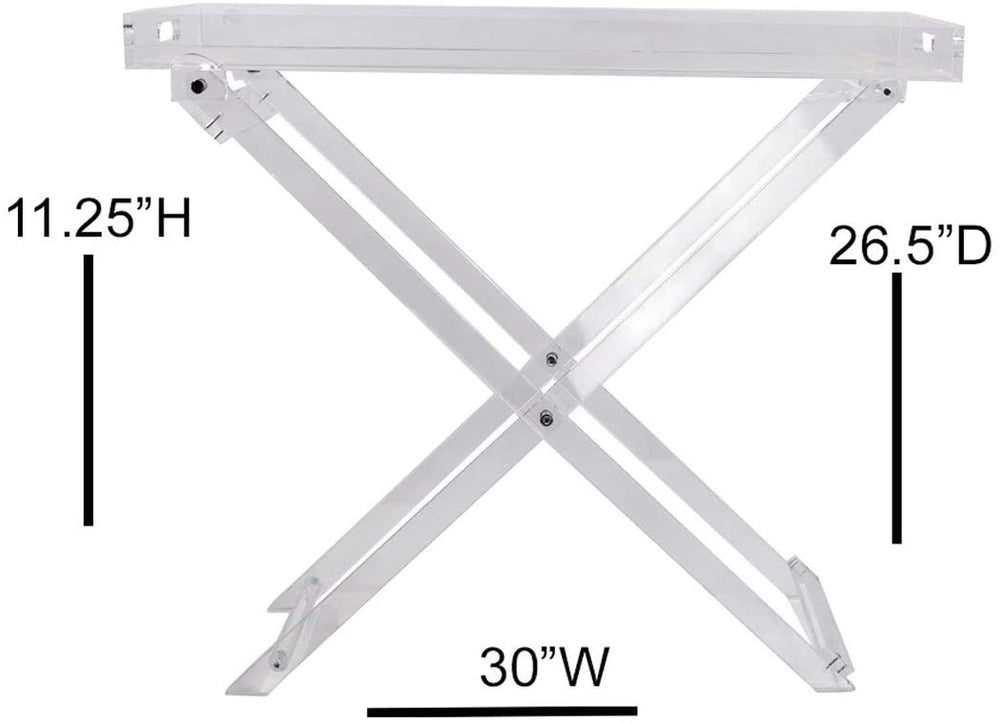 Acrylic Folding Tray Table Clear Modern Contemporary Rectangle - Diamond Home USA