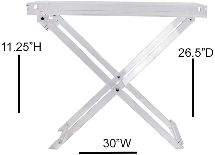 Acrylic Folding Tray Table Clear Modern Contemporary Rectangle - Diamond Home USA