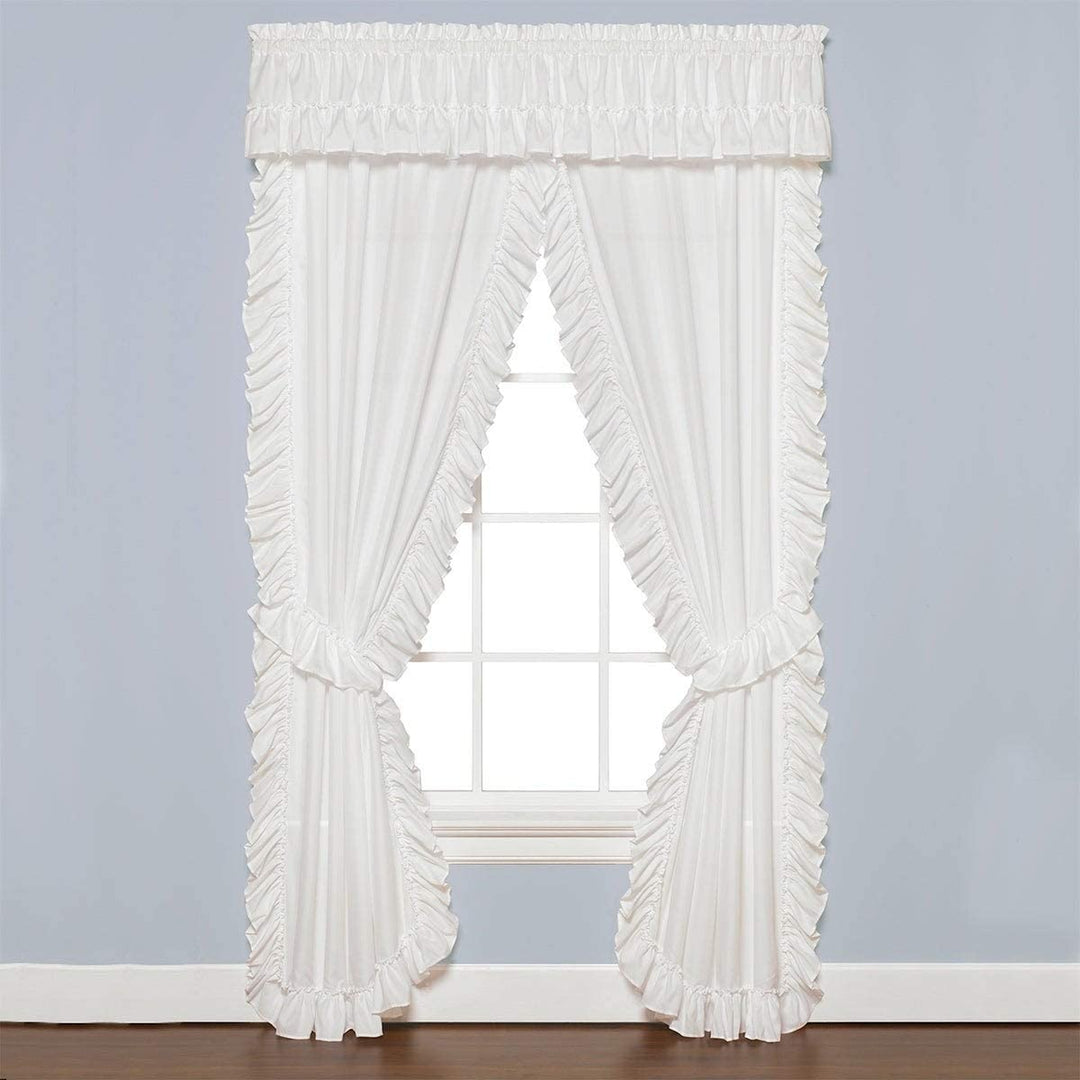 63 Inch Panel Pair Extra Wide White Solid Traditional Polyester Includes Tiebacks Width - Diamond Home USA