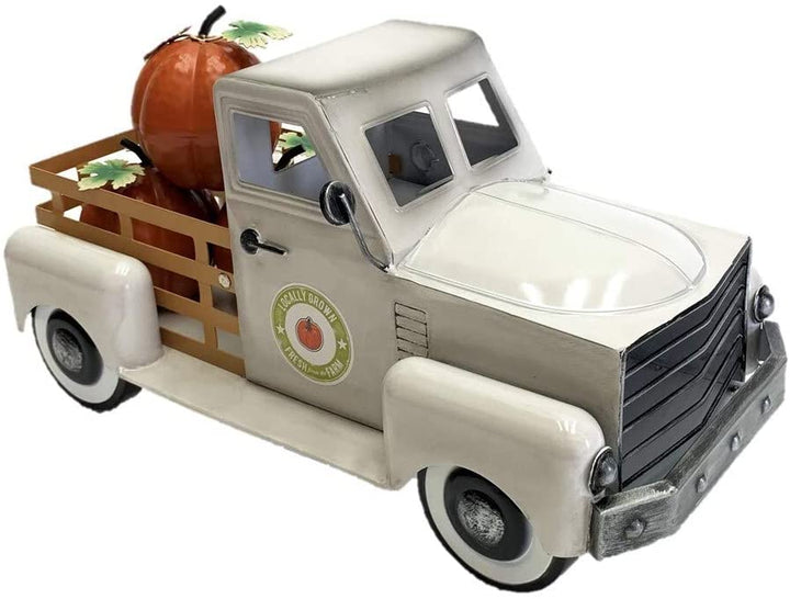 Country Metal Truck Pumpkins Antique White 8 6x18x10 Iron - Diamond Home USA