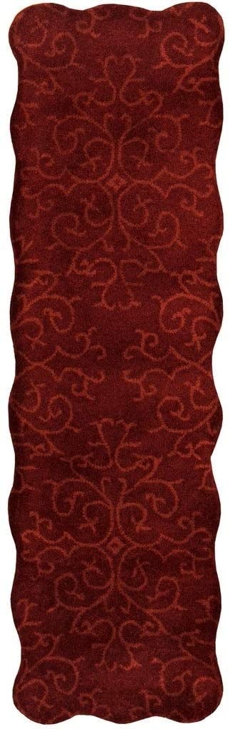 Handmade Wool Rug (2' X 7') 2' 7' Red Scroll Bohemian