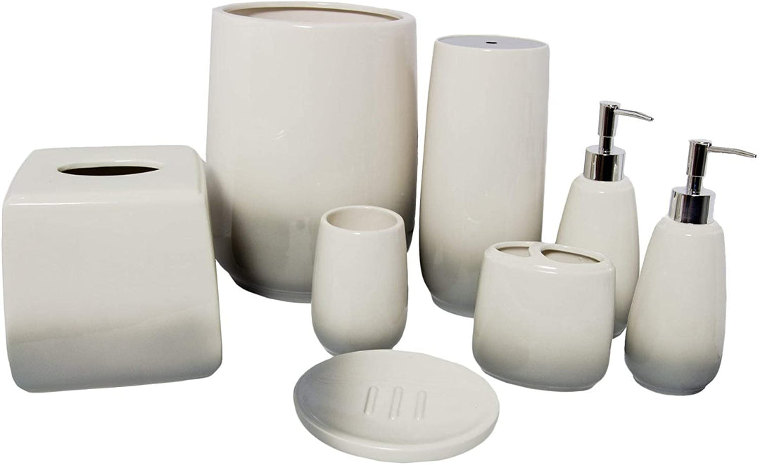 8 Piece Amber Ceramic Bath Accessory Set Natural/Gray