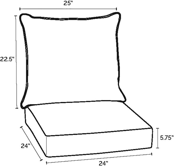 Outdoor 24 X Deep Seat Set 24" L W 5 75" H Black Damask Bohemian Eclectic Polyester Fade Resistant Uv Water - Diamond Home USA