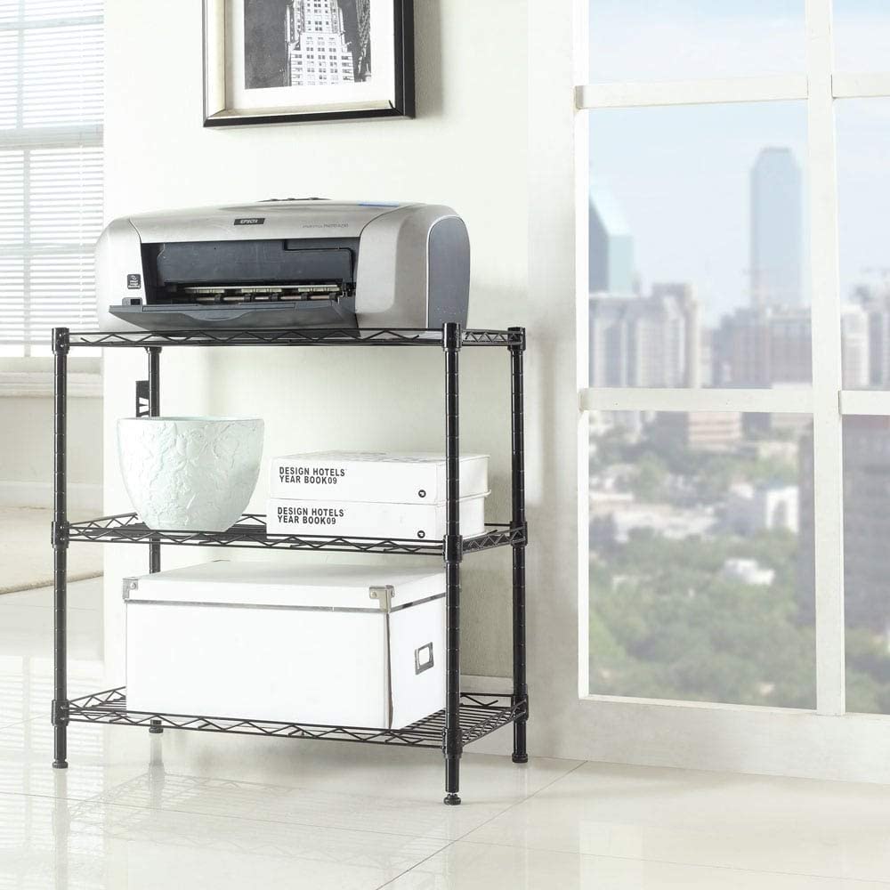 3 Layers Carbon Steel Pp Storage Rack Kitchen Carts Black Modern Contemporary Pet Friendly - Diamond Home USA