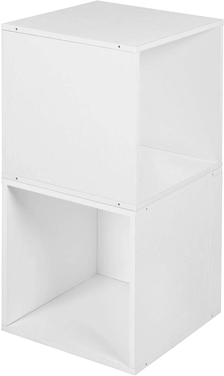 Storage Set 2 Cubes White Wood Grain Modern Contemporary Laminate - Diamond Home USA