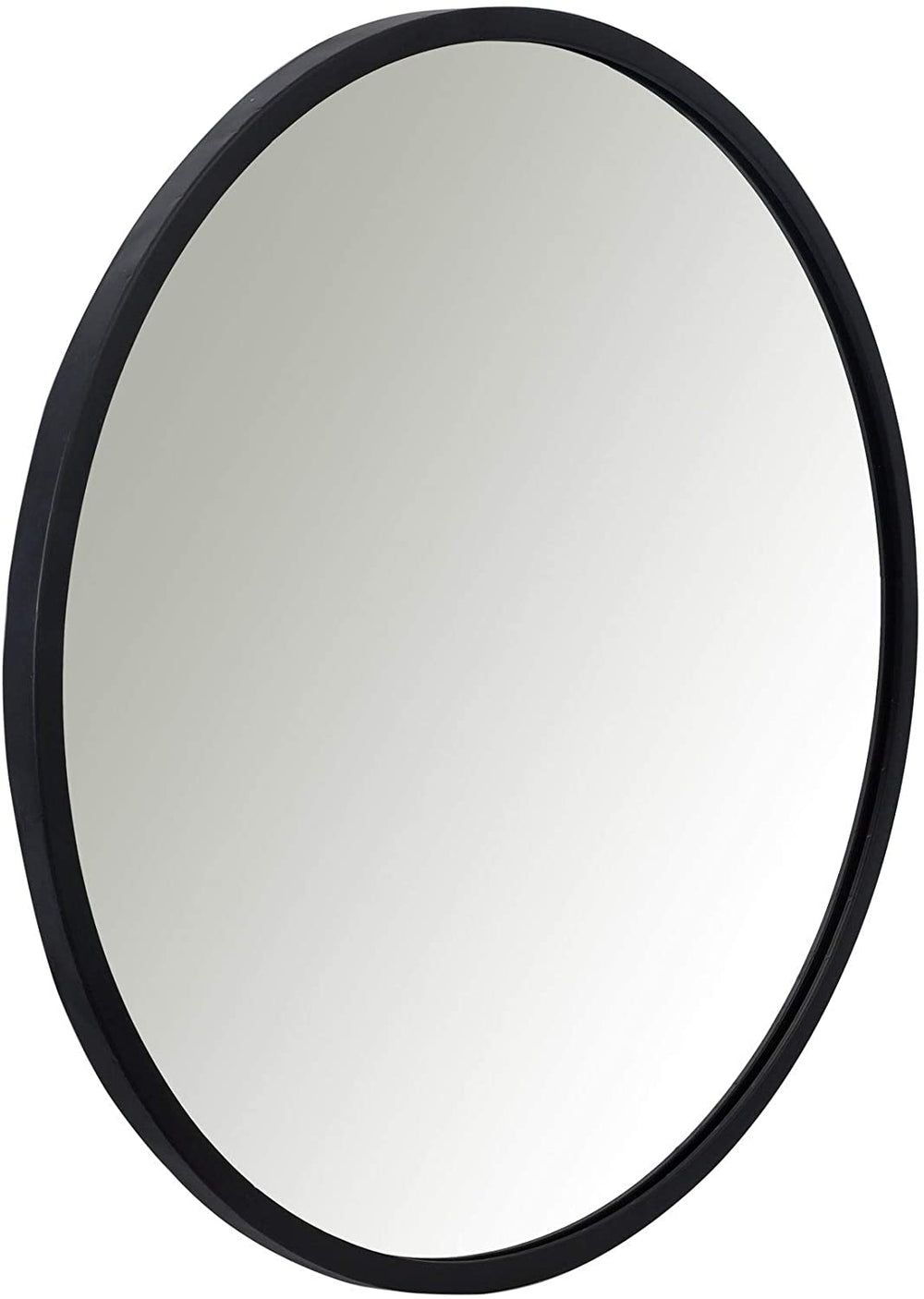 24" Wall Mounted Round Mirror Modern Black Metal Frame 24 Contemporary - Diamond Home USA