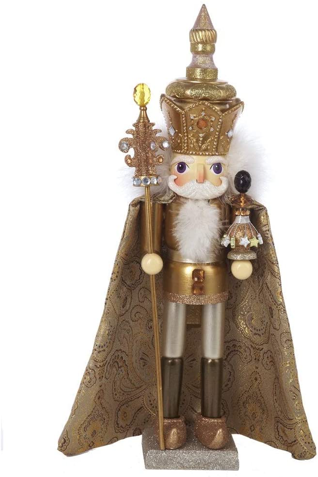 18 inch Hollywood Gold King Nutcracker Plastic Wood - Diamond Home USA
