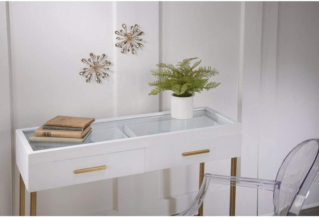 2 Piece Starburst Metal/Clear Beads Wall Art Clear Gold