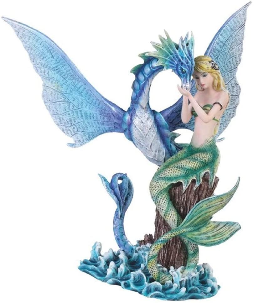 11" h Blue Mermaid Sea Statue Fantasy Decoration Figurine