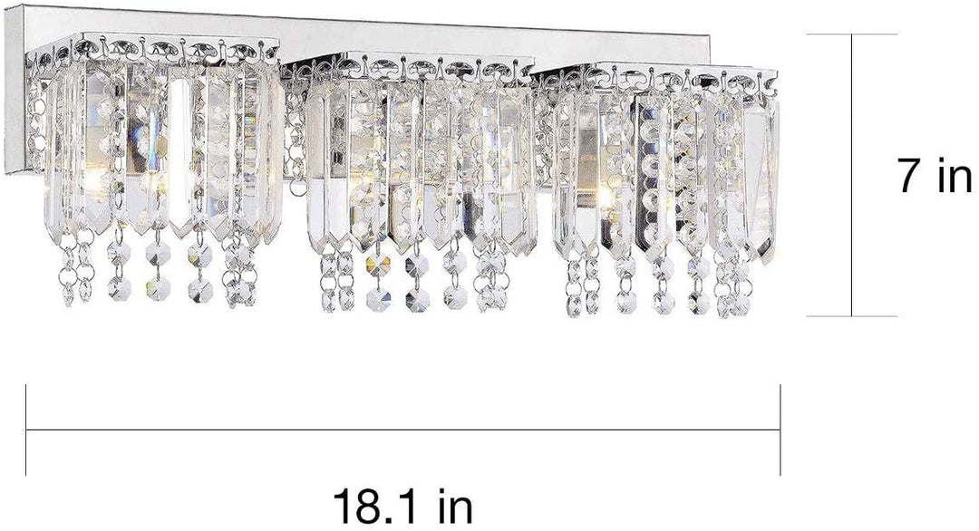 3 Light Crystal Wall Sconce Chrome Finish Clear Grey Glam Modern Contemporary Iron Metal - Diamond Home USA