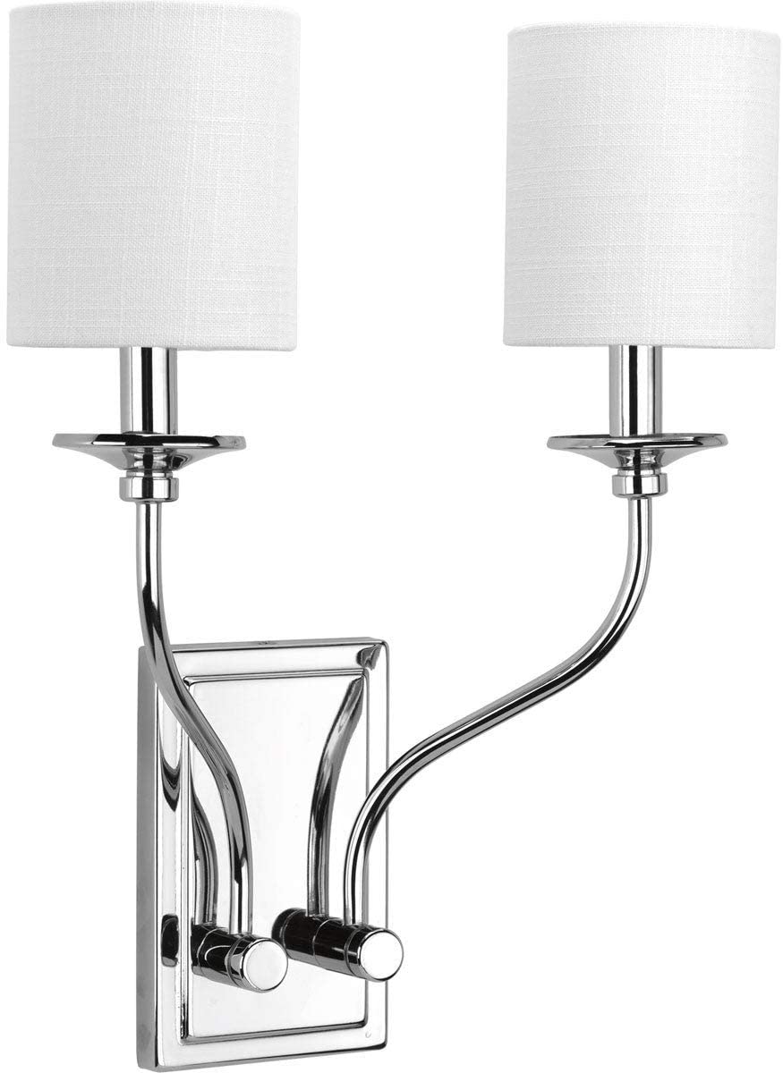 2 Light Polished Chrome Sconce Grey Glam