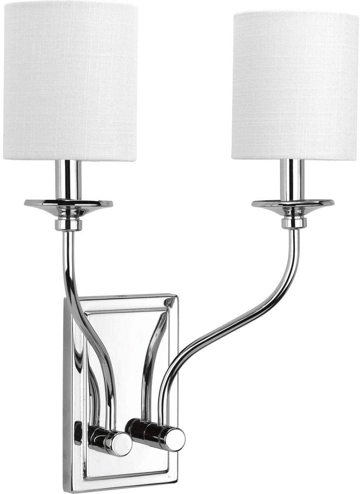 2 Light Polished Chrome Sconce Grey Glam