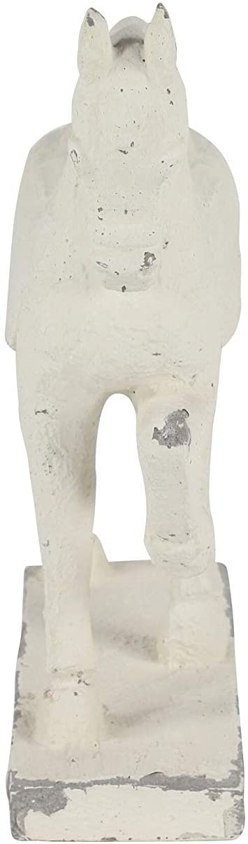 Distressed Horse Sculpture Shelf Decor 13" X 14" White Glass - Diamond Home USA