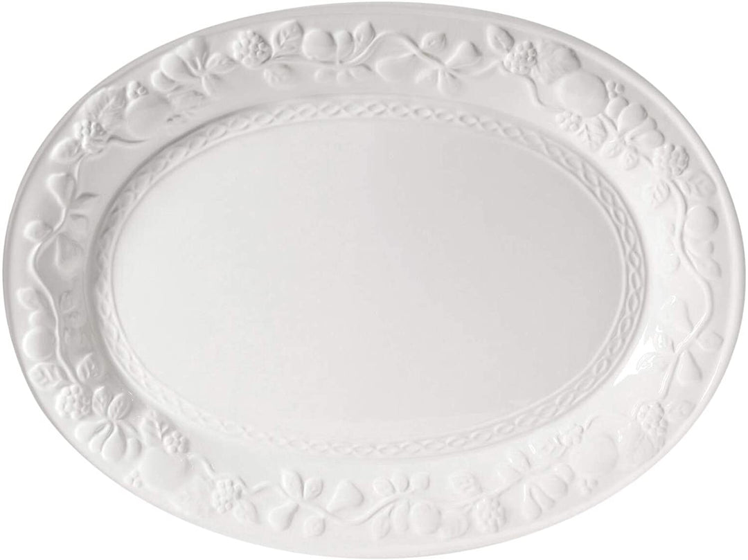 18 75 Inch Oval Platter White Country Casual Stoneware 1