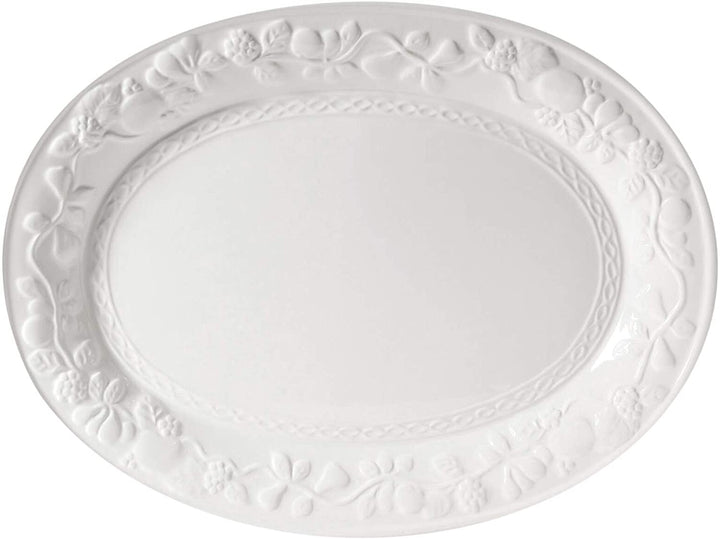 18 75 Inch Oval Platter White Country Casual Stoneware 1