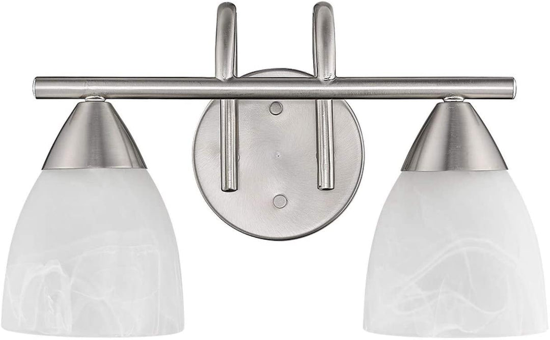 Swirl Glass Nickel Finish 2 Light Bath Vanity Light Metallic Modern Contemporary Metal Dimmable - Diamond Home USA