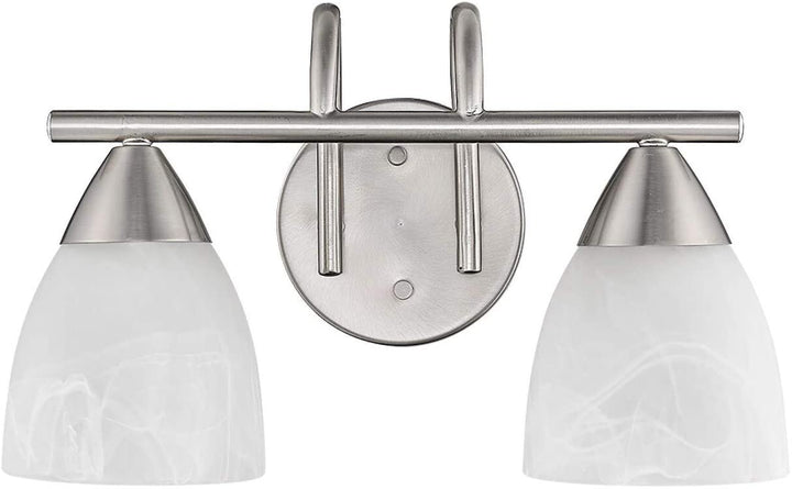 Swirl Glass Nickel Finish 2 Light Bath Vanity Light Metallic Modern Contemporary Metal Dimmable - Diamond Home USA