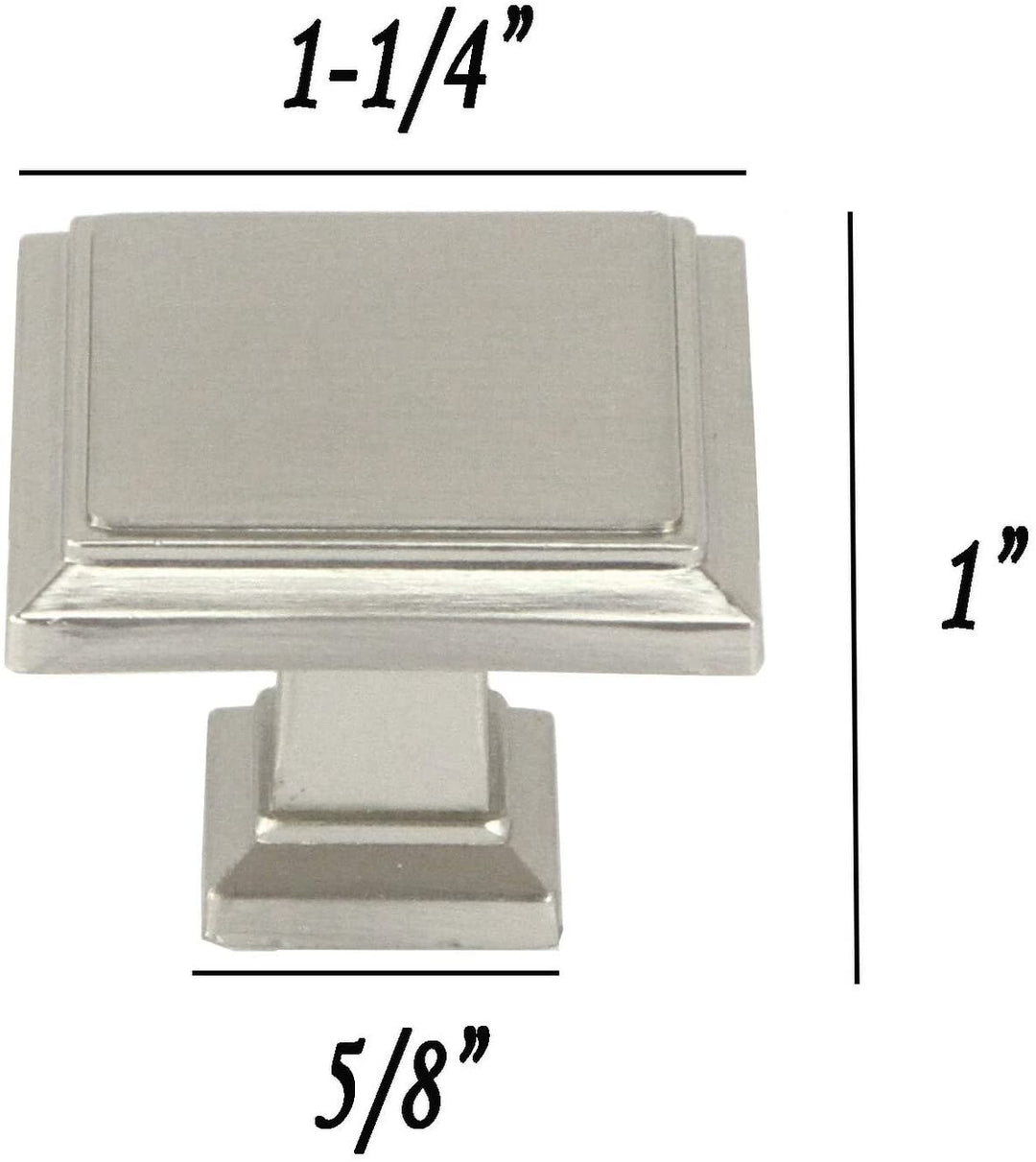 MISC Contemporary 1 1/4 inch Stainless Steel Brushed Nickel Finish Square Cabinet Bar Pull Knob (Case 10) Zinc