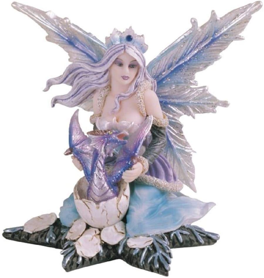 5" h Blue Fairy Dragon Baby Egg Statue Fantasy Decoration