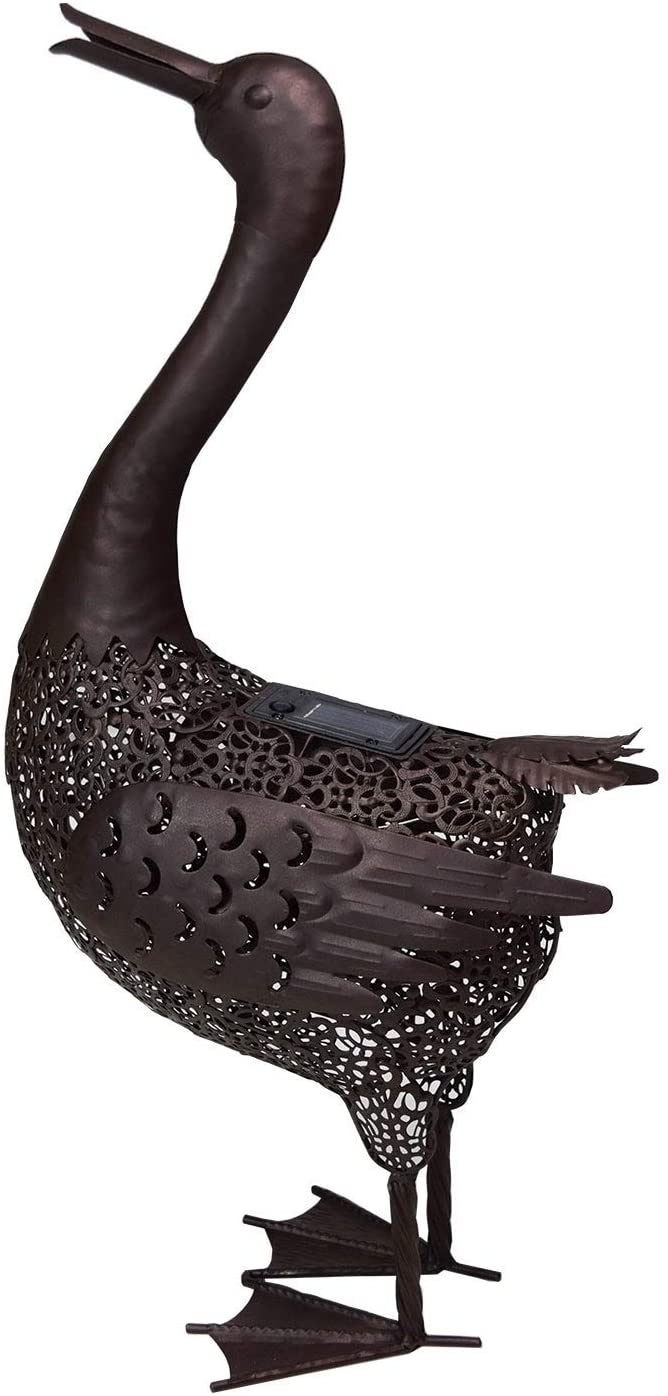 25 Inch Steel Indoor/Outdoor Animal Duck Statue Solar