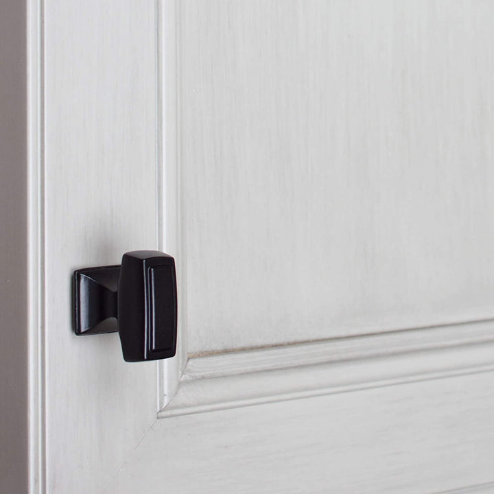10 Pack 1 1/8 inch Rectangle Cabinet Knob Black Modern Contemporary Zinc Matte - Diamond Home USA