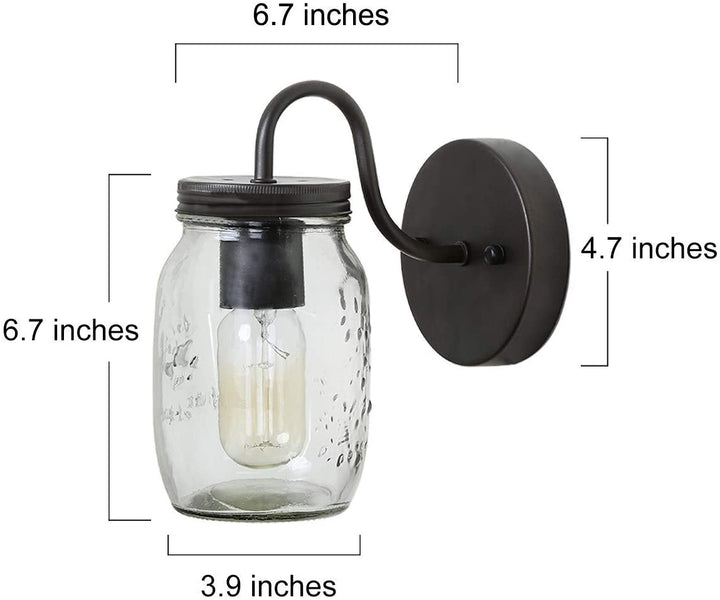 Outdoor Mason Jar Wall Sconce Black Lighting W4 75 X E7 H8 75 Modern Contemporary Rustic Vintage Glass