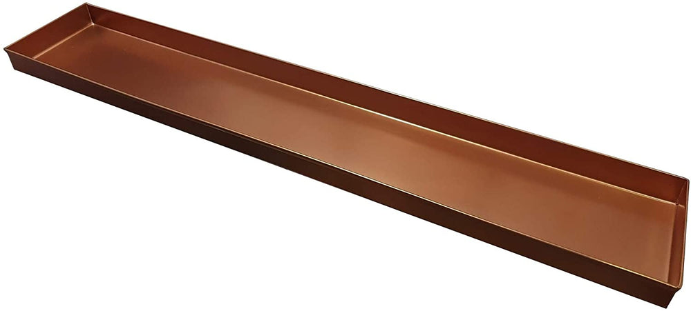 29 Inch Rectangular Metal Window Plant Tray Trim Edges Large Copper Brown Modern Contemporary Stainless Steel Finish Storage