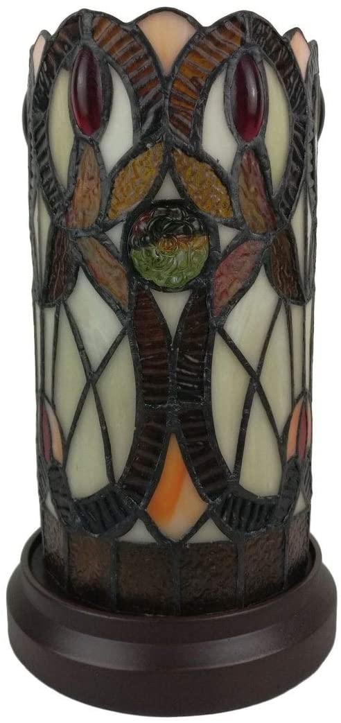 Tiffany Table Lamp Floral Stained Glass Bedside Night Stand 10 5" Tall 5" Wide Handmade Gift Am337tl05 Color Brown
