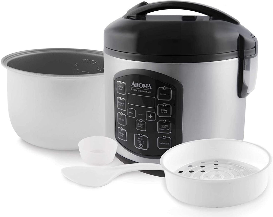 8 Cup (Cooked) Digital Rice Cooker Silver Stainless Steel Programmable - Diamond Home USA