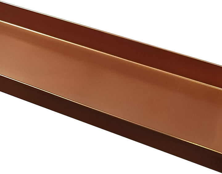 29 Inch Rectangular Metal Window Plant Tray Trim Edges Large Copper Brown Modern Contemporary Stainless Steel Finish Storage