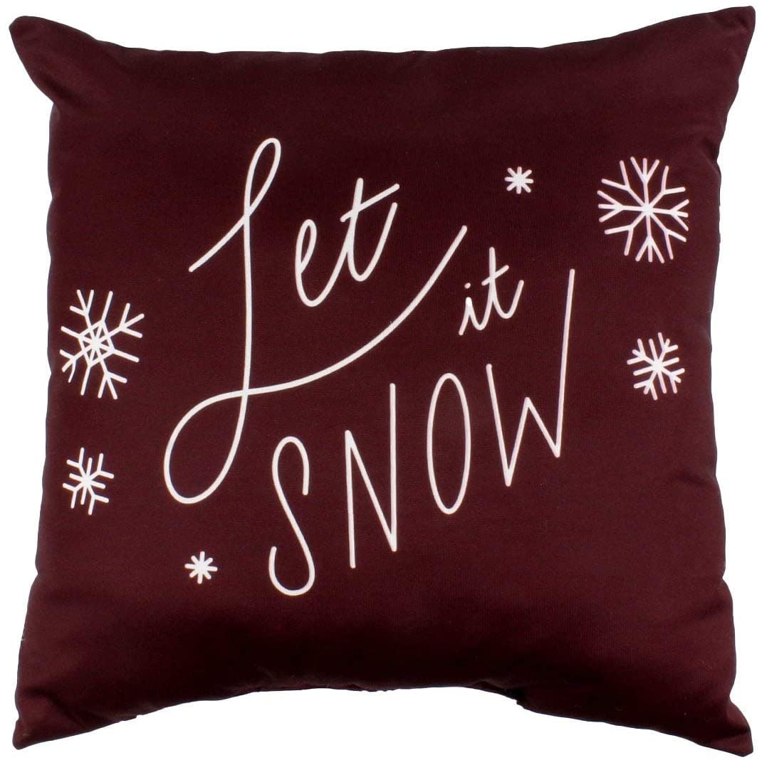 Let It Snow Pillow Red Quotes Sayings Traditional