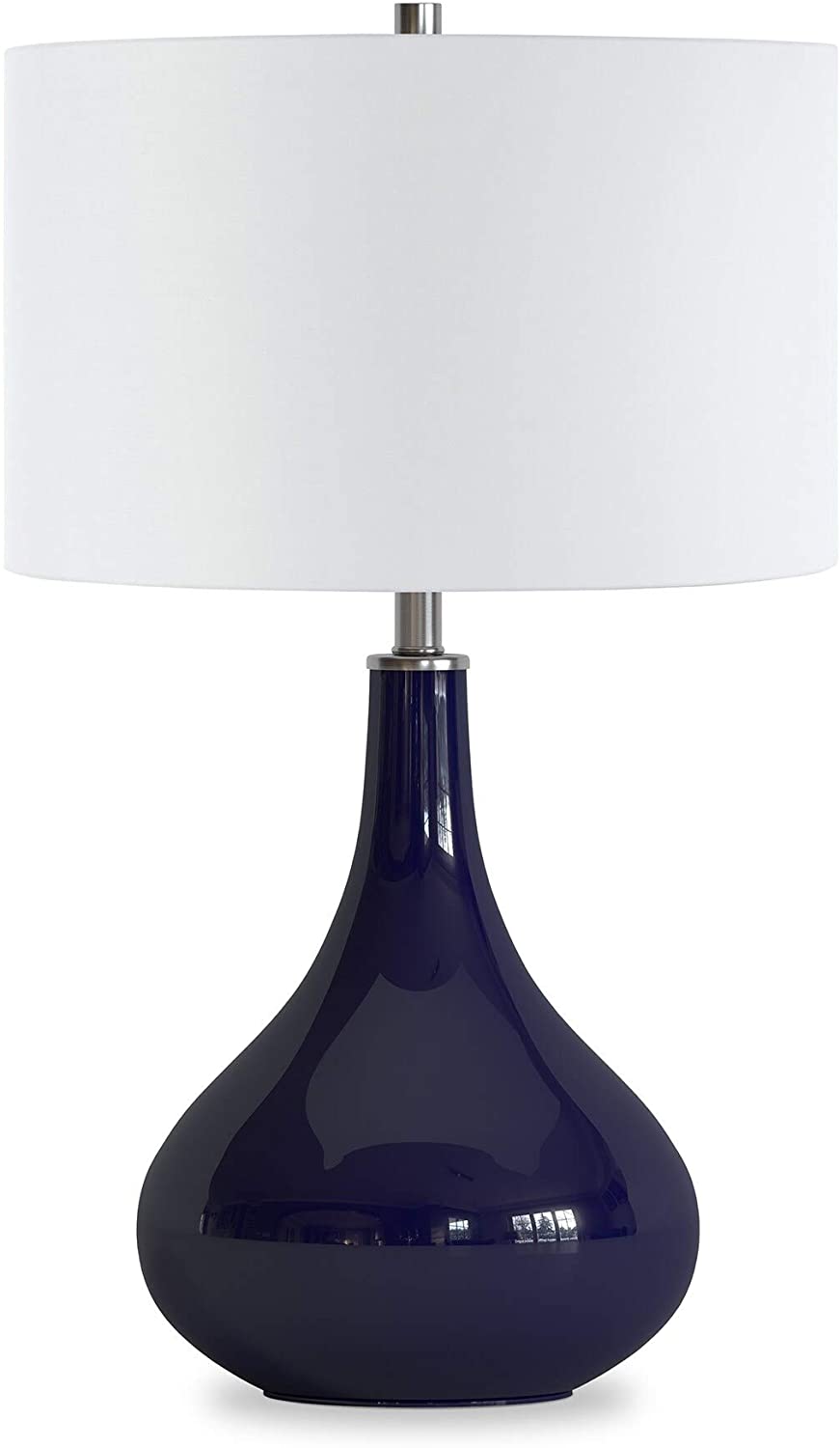 Table Lamp Linen Shade Navy Blue Glam Nautical Coastal - Diamond Home USA