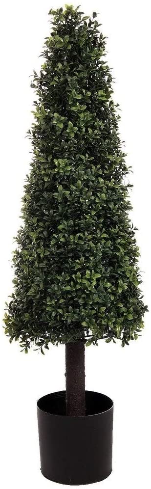 39" Artificial Deluxe Boxwood Cone Topiary Green