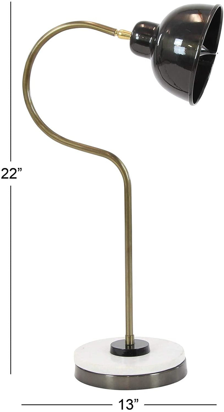 Industrial 22 Inch Black Iron Marble Task Lamp Modern Contemporary - Diamond Home USA