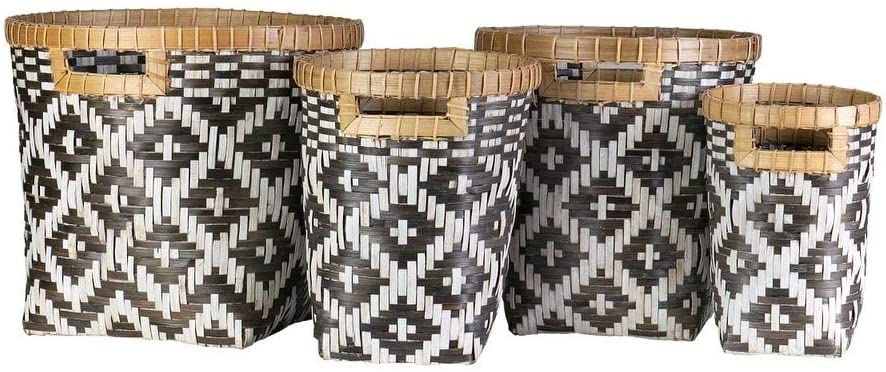Woven Basket Set 16" W X D 14 5" H Black Wood