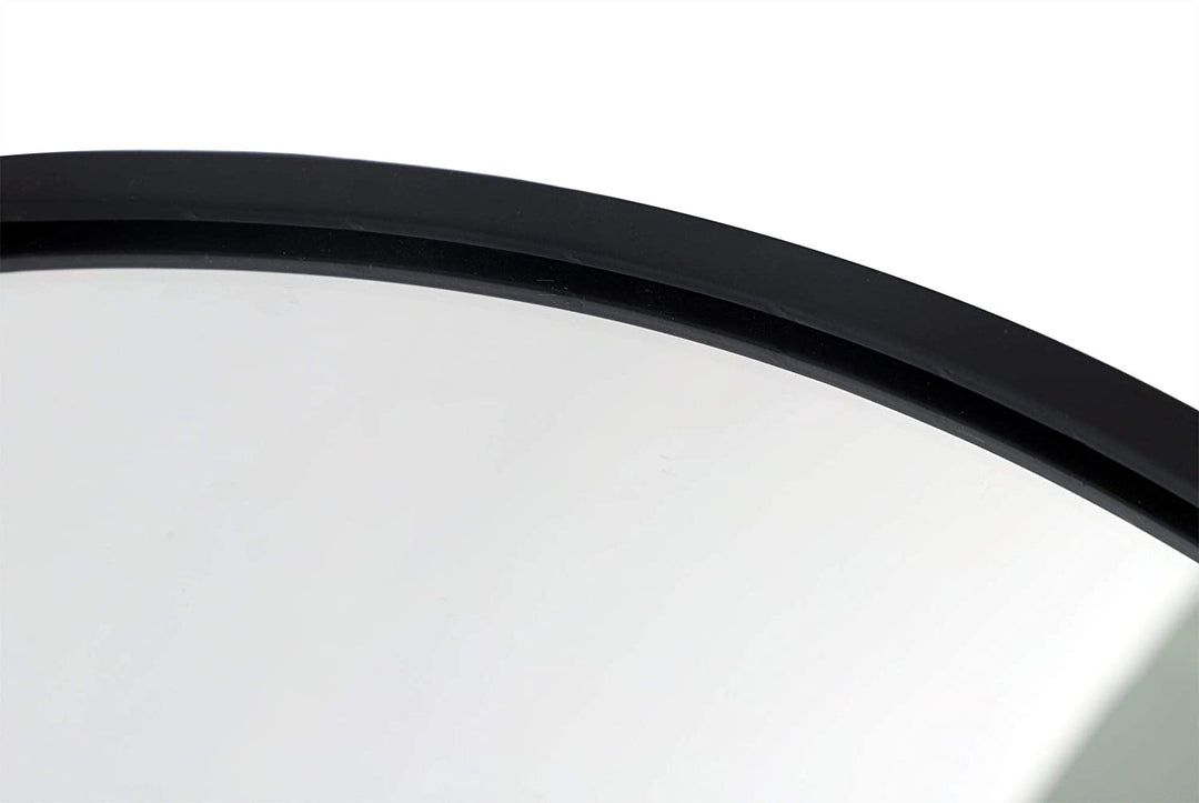 24" Wall Mounted Round Mirror Modern Black Metal Frame 24 Contemporary - Diamond Home USA