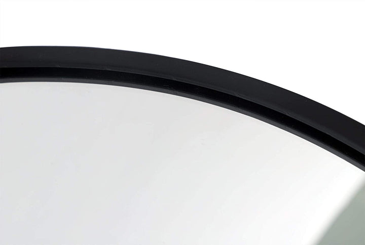 24" Wall Mounted Round Mirror Modern Black Metal Frame 24 Contemporary - Diamond Home USA