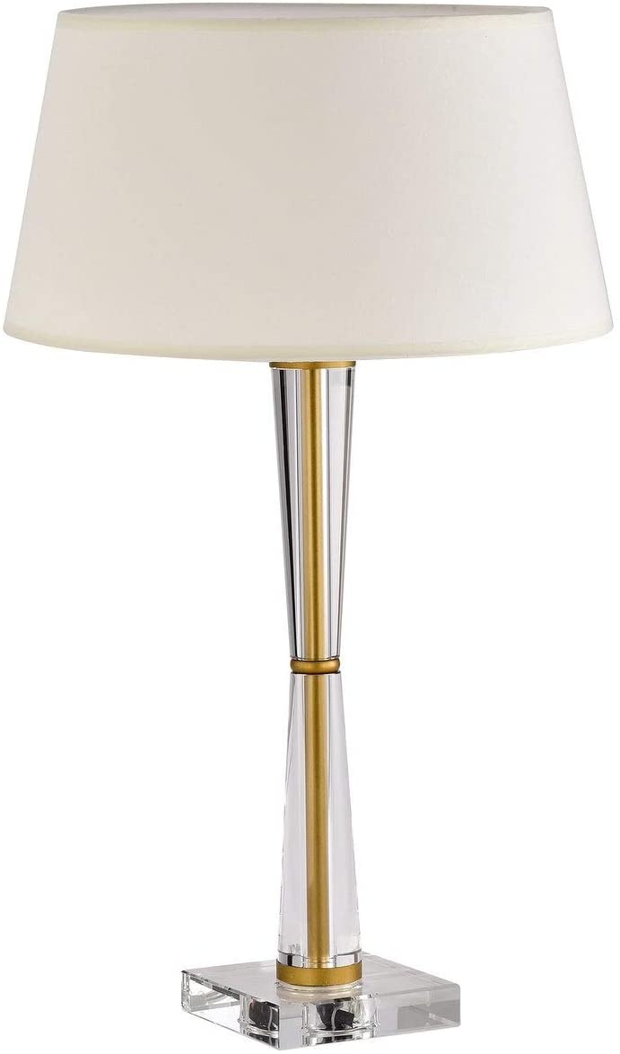 Off White+Matte Gold 1 Light Metal/Fabric Drum Shade Table Lamp Off White Modern Contemporary White - Diamond Home USA