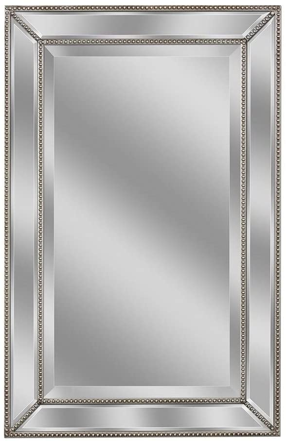 Metro Beaded Wall Mirror Silver/Champagne 20x 32 Hooks