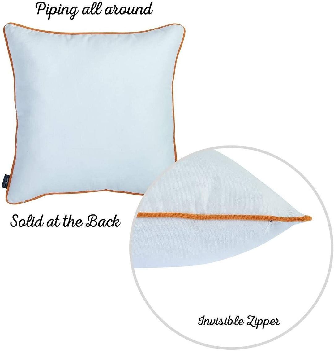 Fall Season Thanksgiving Pie Throw Pillow Covers 18"x18" (Set 4) White Floral Farmhouse Polyester Set 3 More Removable Cover - Diamond Home USA