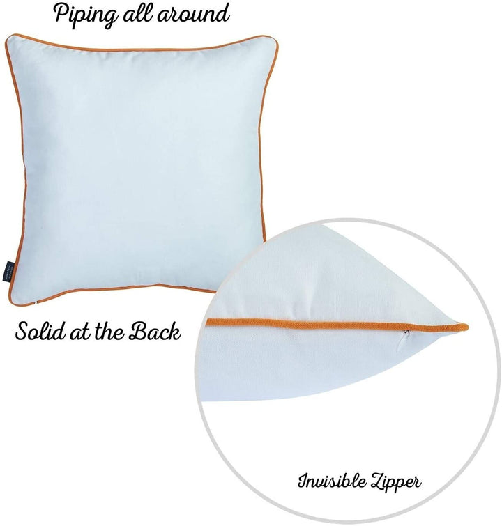 Fall Season Thanksgiving Pie Throw Pillow Covers 18"x18" (Set 4) White Floral Farmhouse Polyester Set 3 More Removable Cover - Diamond Home USA