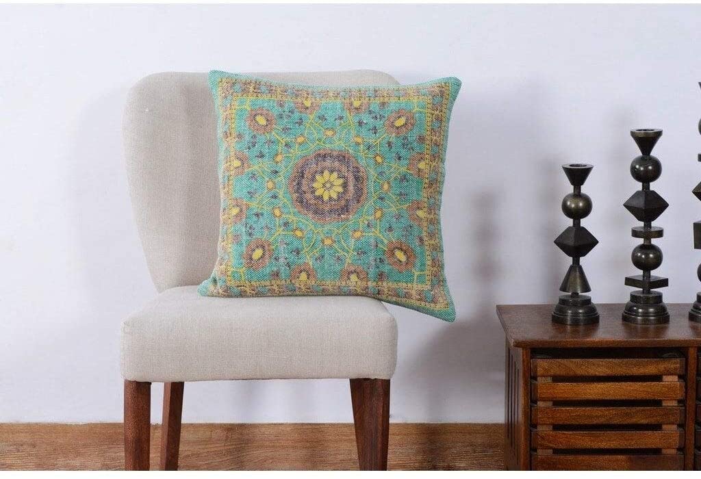 Handmade Cotton 20'' Throw Pillows (Set Two) Green Geometric Traditional Two - Diamond Home USA