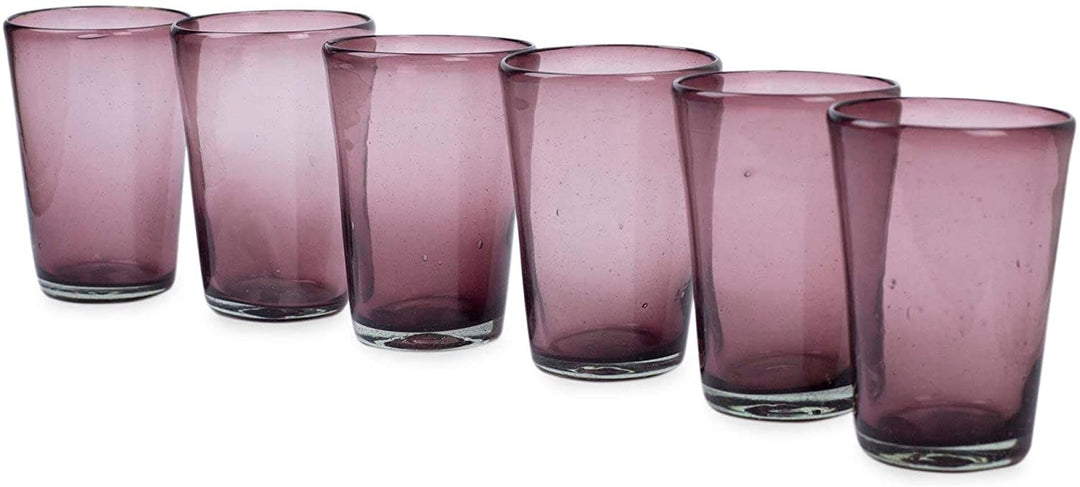 Handmade Tall Amethyst Glass Tumblers (Mexico) Purple - Diamond Home USA