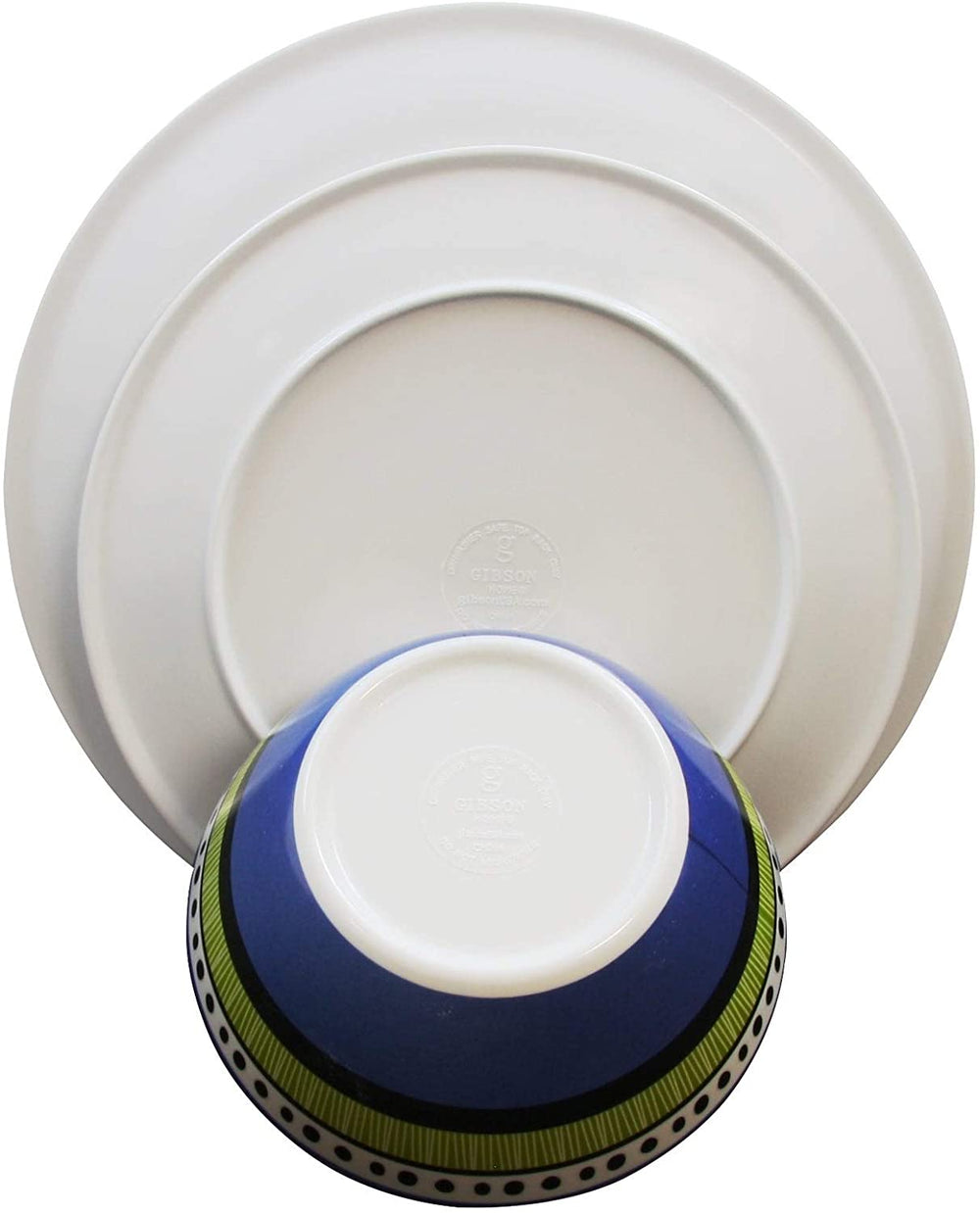 12 Piece Dinnerware Set 4 Assorted Colors Color Geometric Casual Round - Diamond Home USA